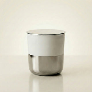 Cascading Moonlight Twilight Reverie luxury candle in white-to-silver ombré glass vessel with polished silver lid