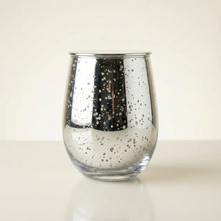 Legacy Collection Today flagship luxury candle in hand-painted antique silver mercury glass vessel elegant silver lid on clean ivory background